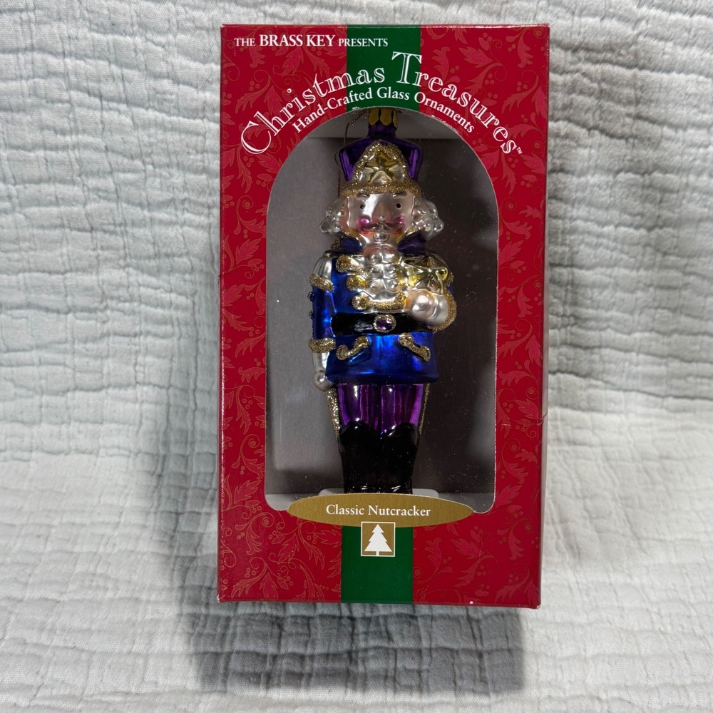 Vintage Brass Key Large Glass‎ Ornament Classic Nutcracker Christmas Treasures